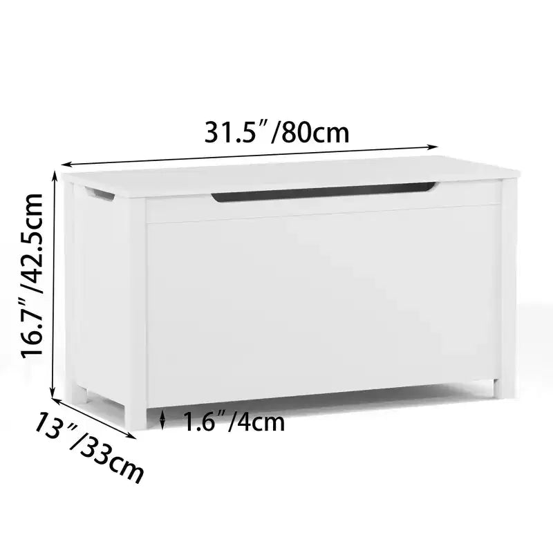 Baule portagiochi in legno per bambini con coperchio con cerniera di sicurezza – Marrone / Grigio / Bianco