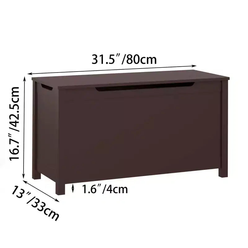Baule portagiochi in legno per bambini con coperchio con cerniera di sicurezza – Marrone / Grigio / Bianco