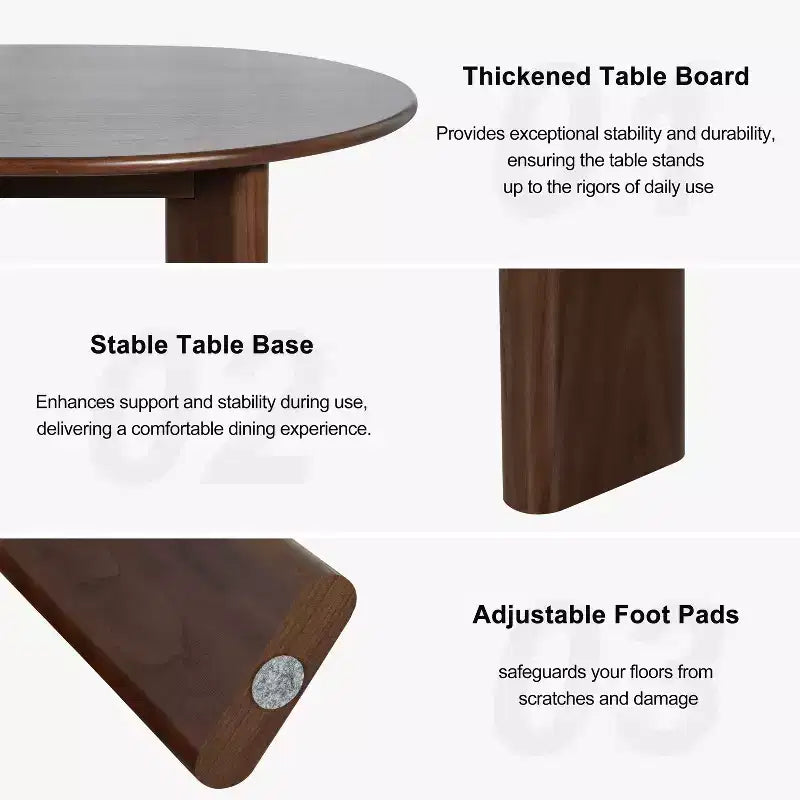 Tavolo da pranzo rotondo in legno marrone per 4 persone, con base a 4 gambe