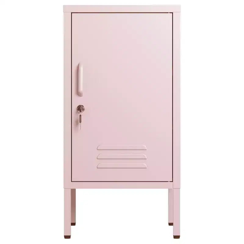 Tavolino in metallo con ripiani regolabili e anta con serratura – Verde / Arancione / Rosa / Viola, 1 persona