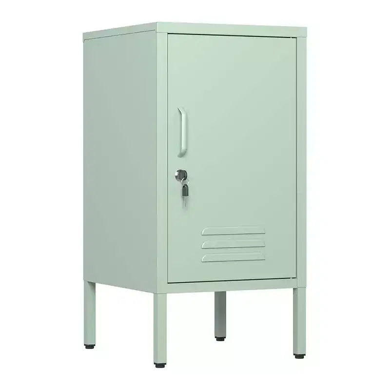 Tavolino in metallo con ripiani regolabili e anta con serratura – Verde / Arancione / Rosa / Viola, 1 persona