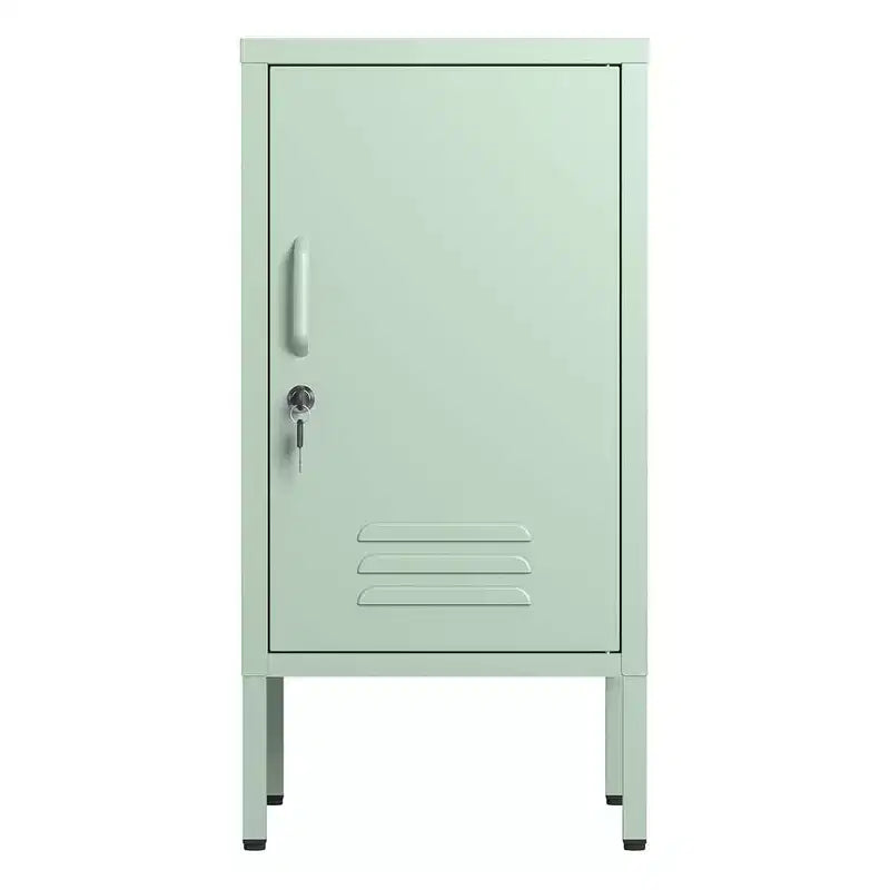 Tavolino in metallo con ripiani regolabili e anta con serratura – Verde / Arancione / Rosa / Viola, 1 persona
