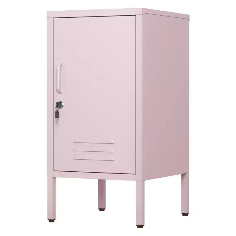 Tavolino in metallo con ripiani regolabili e anta con serratura – Verde / Arancione / Rosa / Viola, 1 persona