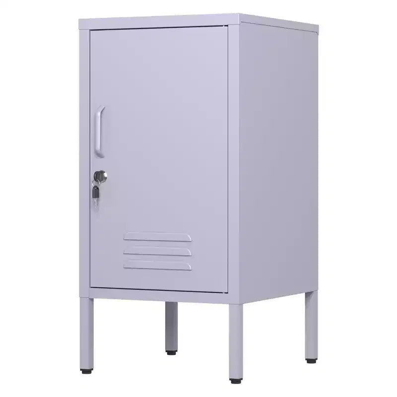 Tavolino in metallo con ripiani regolabili e anta con serratura – Verde / Arancione / Rosa / Viola, 1 persona