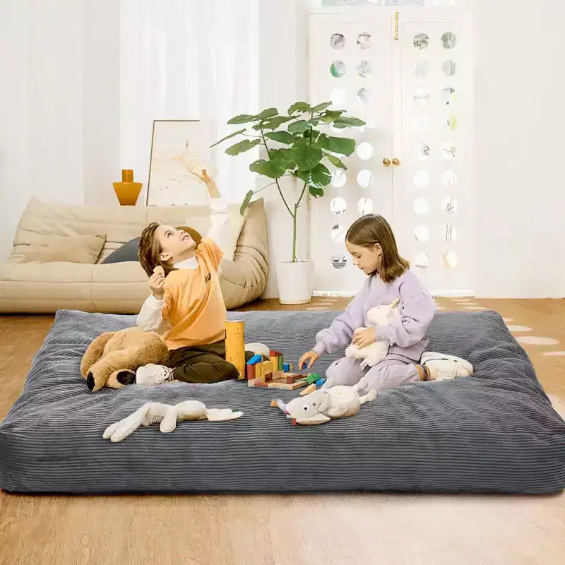 Grigio Scuro / Grigio Chiaro / Blu Marino Poltrona Sacco e Letto Convertibile 2-in-1, per 2 Adulti