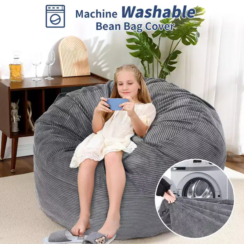 Grigio Scuro / Grigio Chiaro / Blu Marino Poltrona Sacco e Letto Convertibile 2-in-1, per 2 Adulti