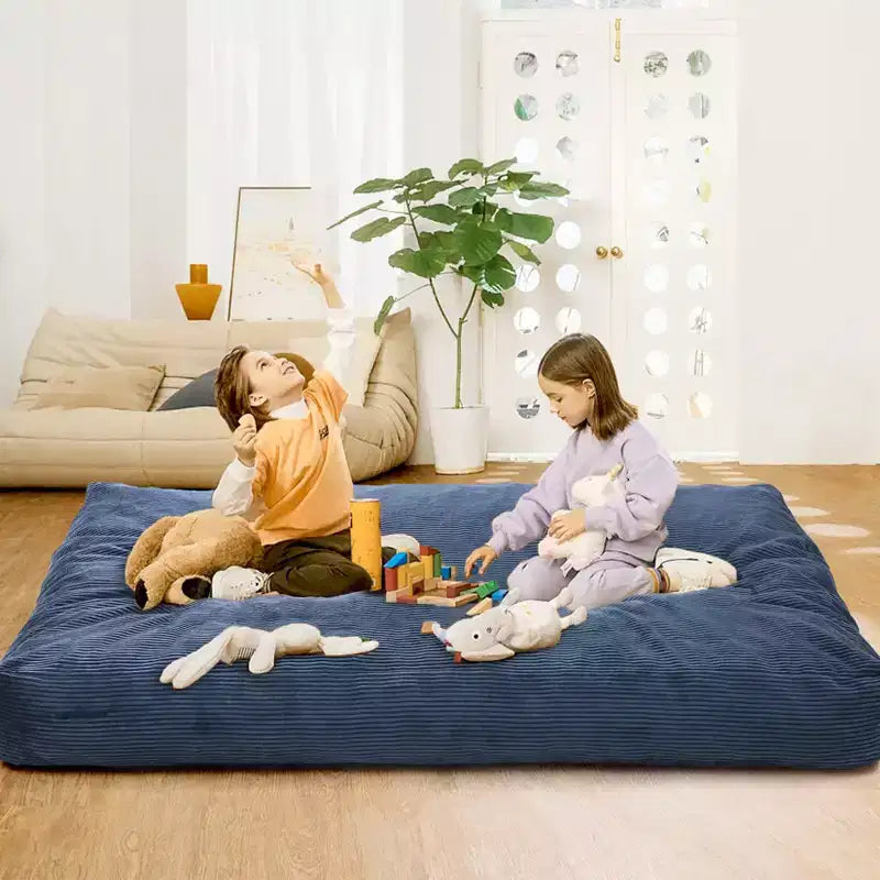 Grigio Scuro / Grigio Chiaro / Blu Marino Poltrona Sacco e Letto Convertibile 2-in-1, per 2 Adulti