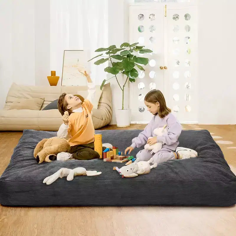 Grigio Scuro / Grigio Chiaro / Blu Marino Poltrona Sacco e Letto Convertibile 2-in-1, per 2 Adulti