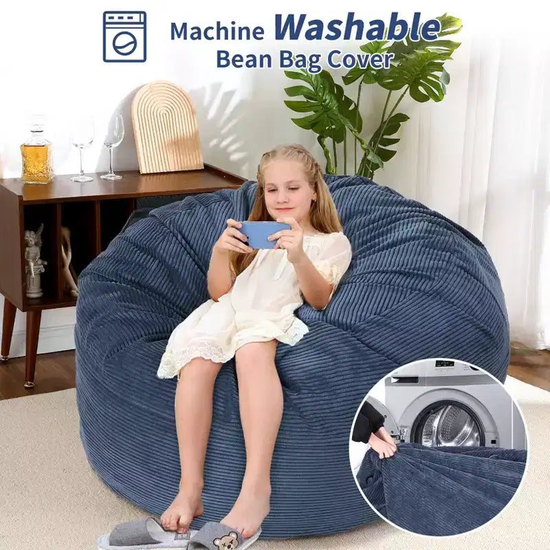 Grigio Scuro / Grigio Chiaro / Blu Marino Poltrona Sacco e Letto Convertibile 2-in-1, per 2 Adulti