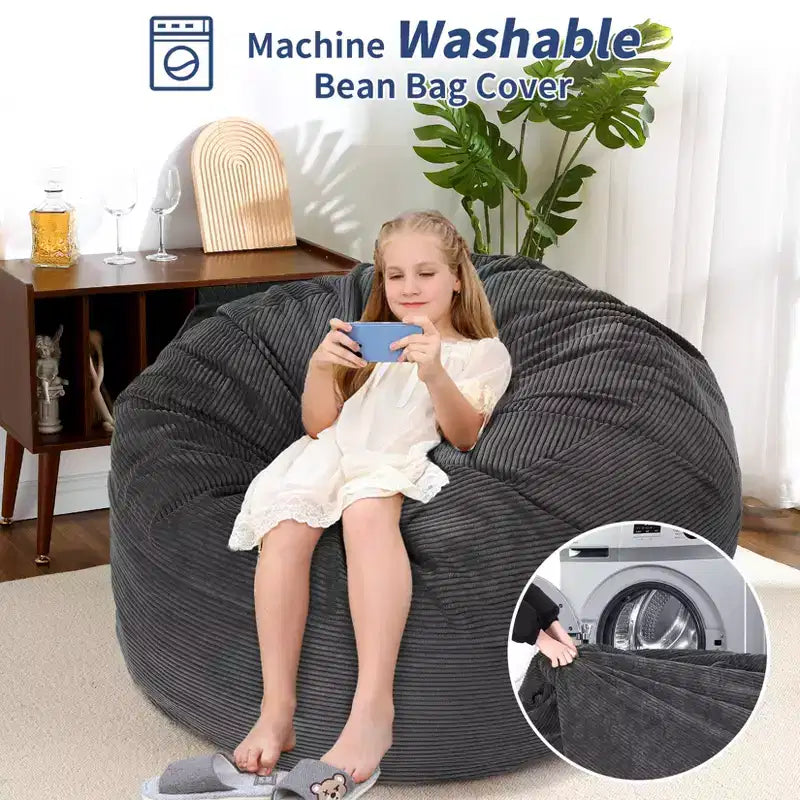 Grigio Scuro / Grigio Chiaro / Blu Marino Poltrona Sacco e Letto Convertibile 2-in-1, per 2 Adulti