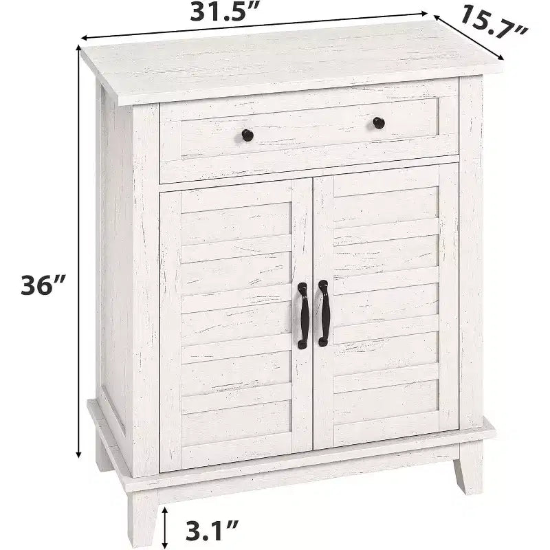 Mobile Contenitore Rustico a 3 Ripiani con Ante a Doghe – Marrone / Marrone e Bianco / Bianco, 80 cm di larghezza, Singolo
