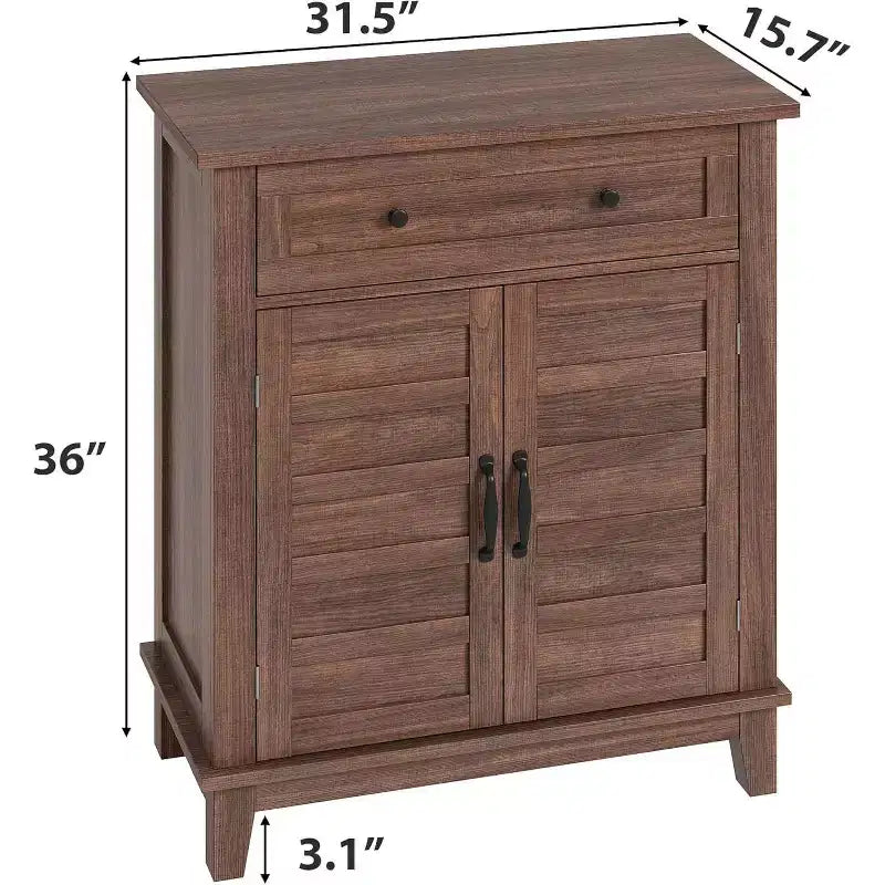 Mobile Contenitore Rustico a 3 Ripiani con Ante a Doghe – Marrone / Marrone e Bianco / Bianco, 80 cm di larghezza, Singolo