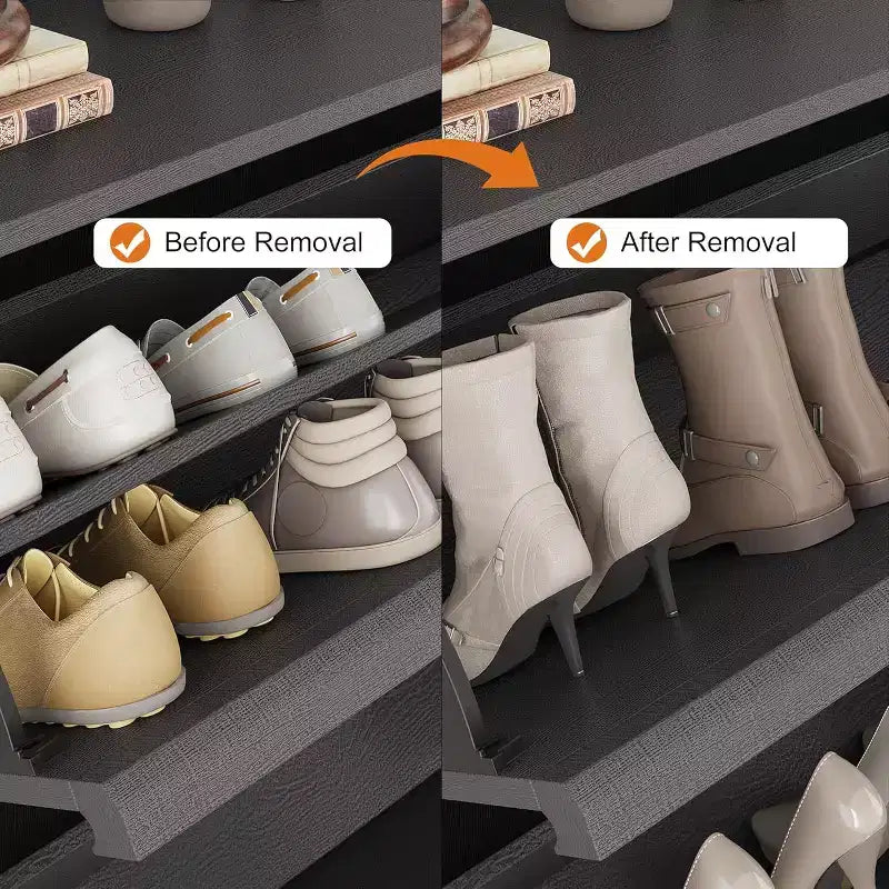 Scarpiera a ribalta a 2 cassetti con ripiano regolabile – Bianco antico / Nero / Grigio / Legno naturale, Contiene 24 paia