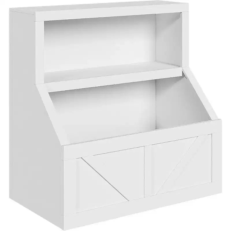 Libreria e armadietto portagiochi per bambini a 2 ripiani bianco antico/grigio/bianco, 1 bambino