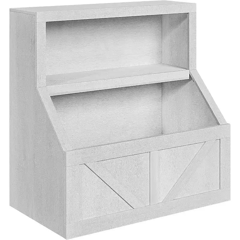 Libreria e armadietto portagiochi per bambini a 2 ripiani bianco antico/grigio/bianco, 1 bambino