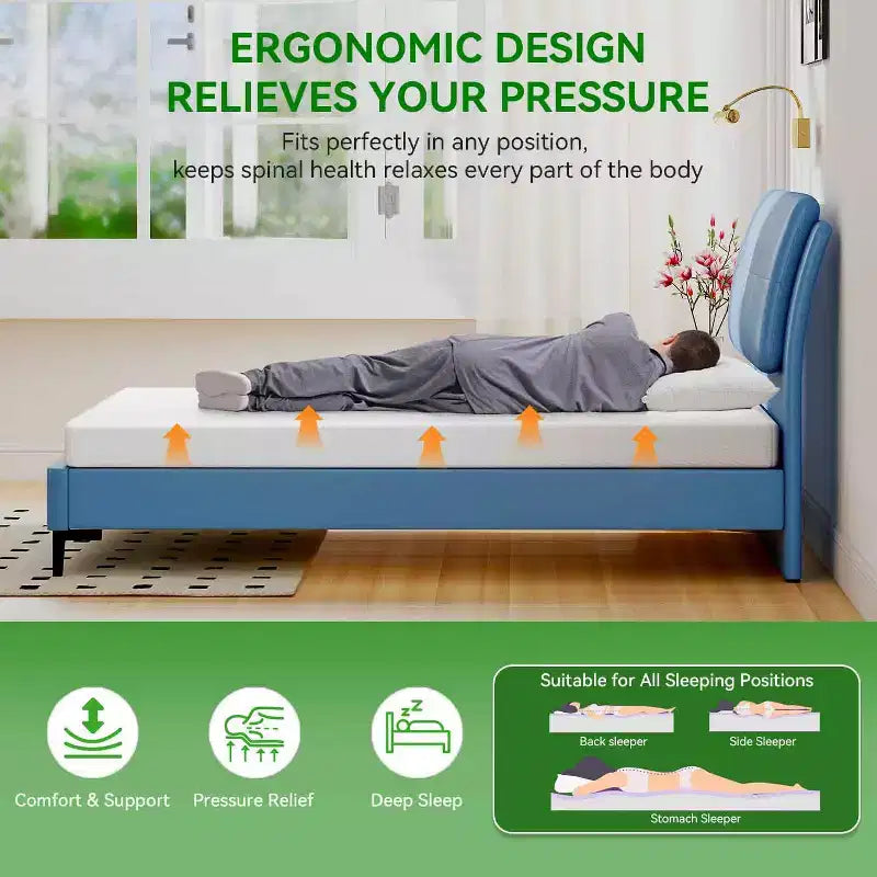 Materasso in memory foam con infusione di tè verde, rigidità media, 13 cm, singolo/doppio/matrimoniale/king size
