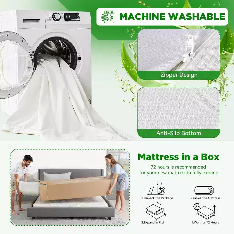 Materasso in memory foam con infusione di tè verde, rigidità media, 13 cm, singolo/doppio/matrimoniale/king size