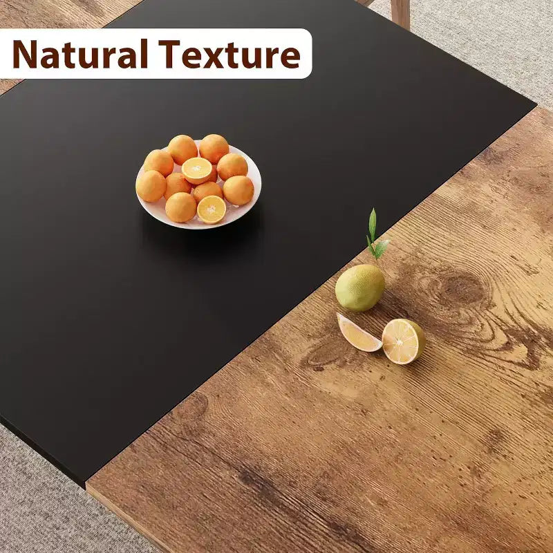 Tavolo da pranzo in legno industriale per 6-8 persone, nero/grigio/color retrò, rettangolare 78"