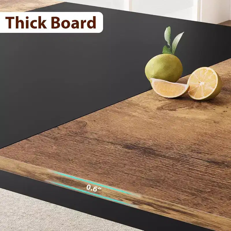 Tavolo da pranzo in legno industriale per 6-8 persone, nero/grigio/color retrò, rettangolare 78"