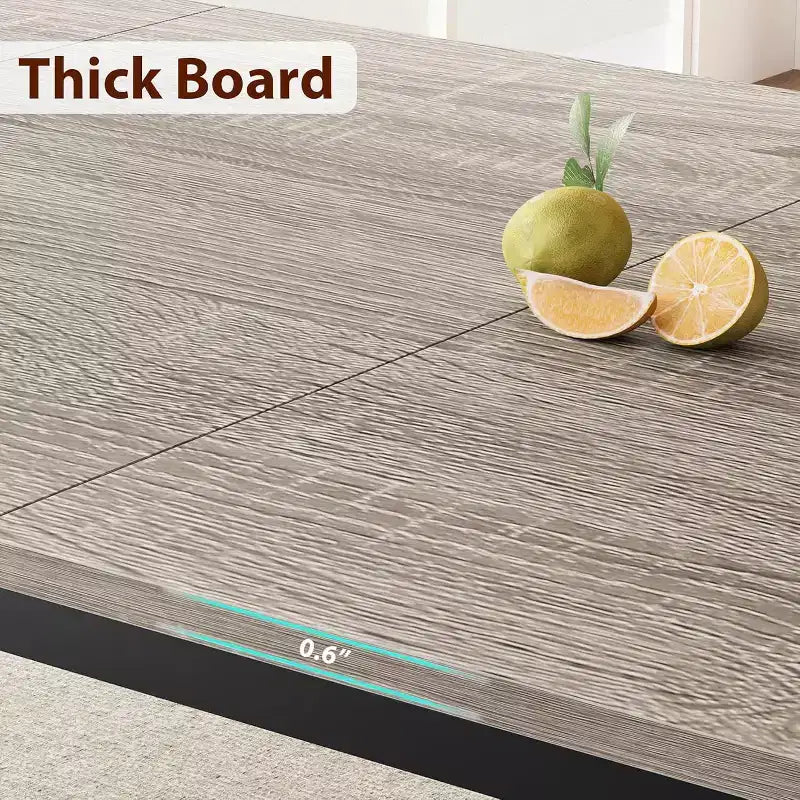Tavolo da pranzo in legno industriale per 6-8 persone, nero/grigio/color retrò, rettangolare 78"