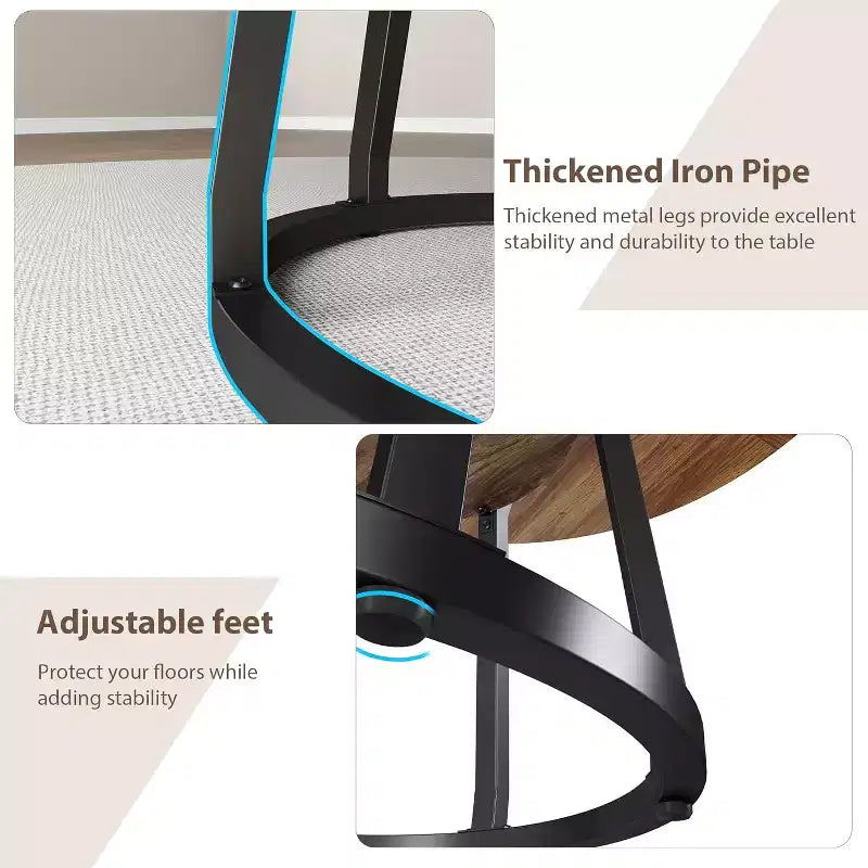 Tavolo da Pranzo Rotondo per 4-6, 120 cm, Base Contenitore — Nero / Grigio / Naturale / Legno+Nero