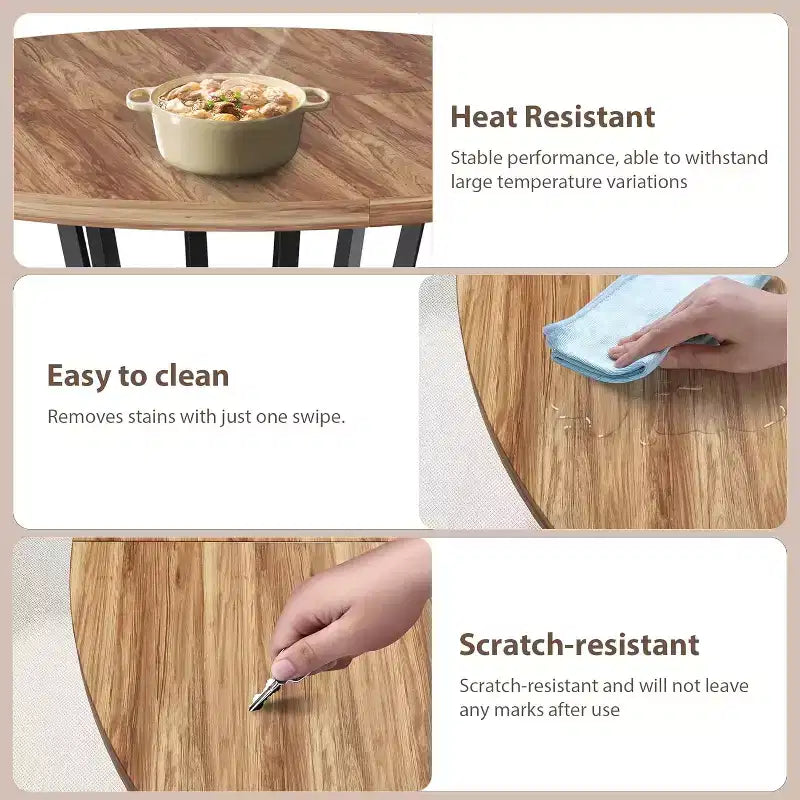 Tavolo da Pranzo Rotondo per 4-6, 120 cm, Base Contenitore — Nero / Grigio / Naturale / Legno+Nero