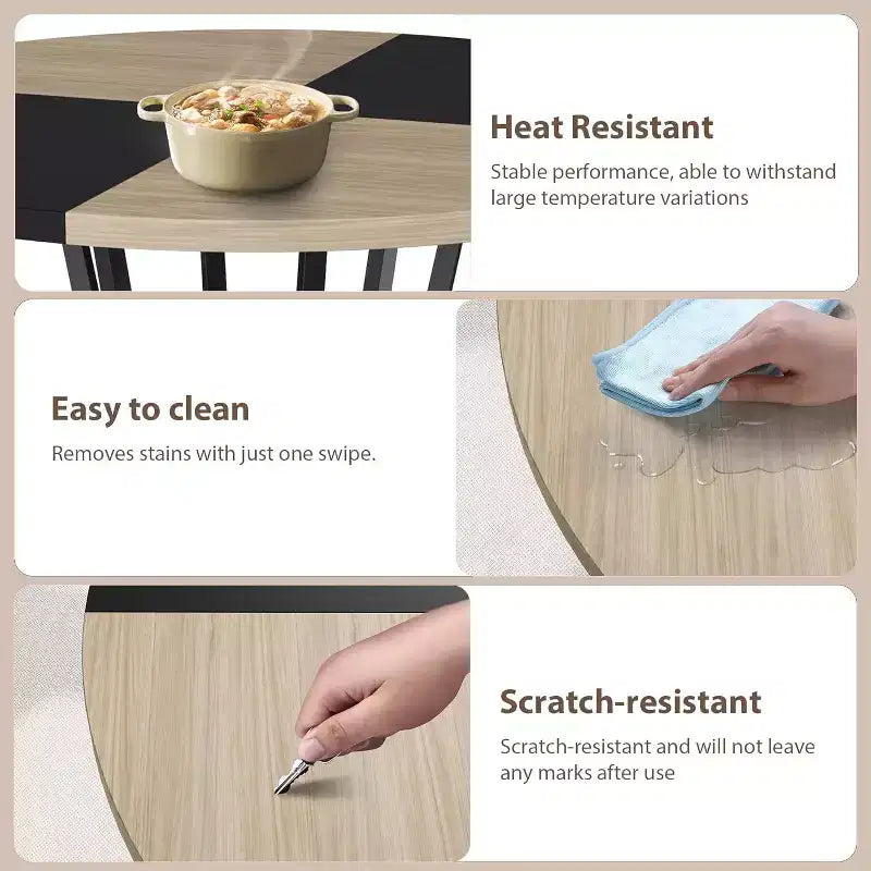 Tavolo da Pranzo Rotondo per 4-6, 120 cm, Base Contenitore — Nero / Grigio / Naturale / Legno+Nero