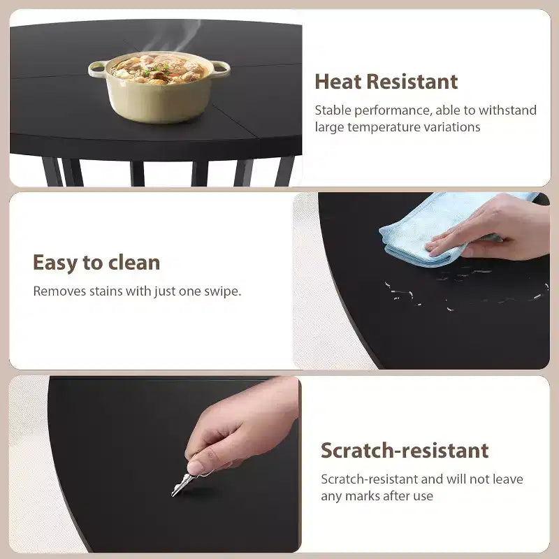 Tavolo da Pranzo Rotondo per 4-6, 120 cm, Base Contenitore — Nero / Grigio / Naturale / Legno+Nero
