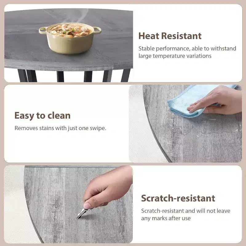 Tavolo da Pranzo Rotondo per 4-6, 120 cm, Base Contenitore — Nero / Grigio / Naturale / Legno+Nero