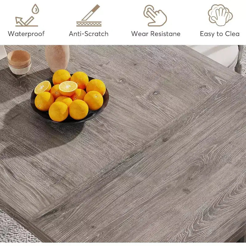 Tavolo da Pranzo Rettangolare in Legno Rustico per 6 Persone, Stile Industriale, Marrone / Grigio / Bianco
