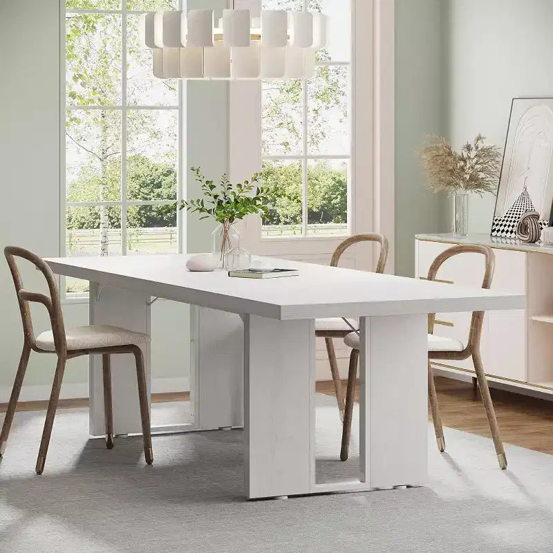 Tavolo da Pranzo Rettangolare in Legno Rustico per 6 Persone, Stile Industriale, Marrone / Grigio / Bianco