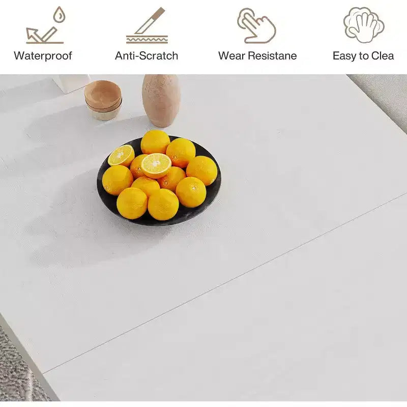 Tavolo da Pranzo Rettangolare in Legno Rustico per 6 Persone, Stile Industriale, Marrone / Grigio / Bianco