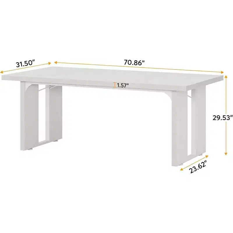 Tavolo da Pranzo Rettangolare in Legno Rustico per 6 Persone, Stile Industriale, Marrone / Grigio / Bianco
