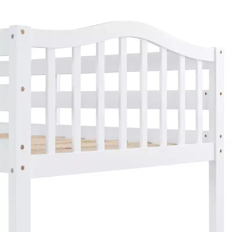 Letto a soppalco singolo grigio/bianco con scrivania, armadietto e mensole