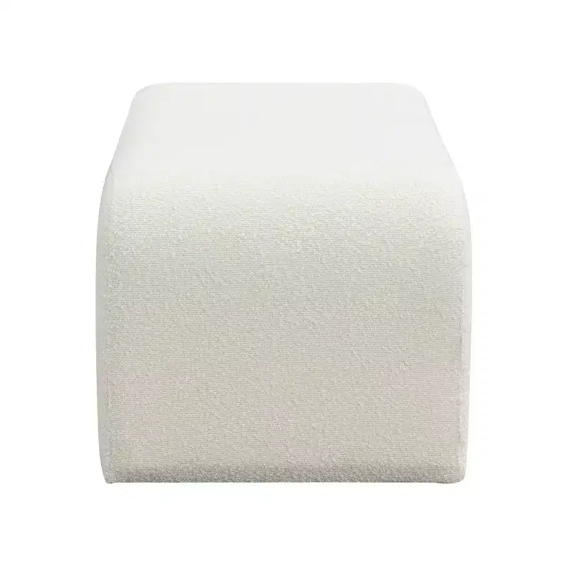 Pouf contenitore moderno imbottito beige Boucle con cassetto, 1 posto a sedere