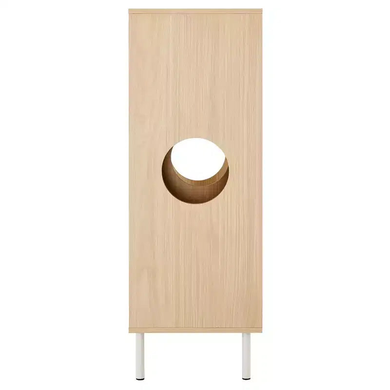 Libreria per Gatti 2 in 1 in Legno Naturale con Recinto per Lettiera, 3 Ripiani, per 1-2 Gatti