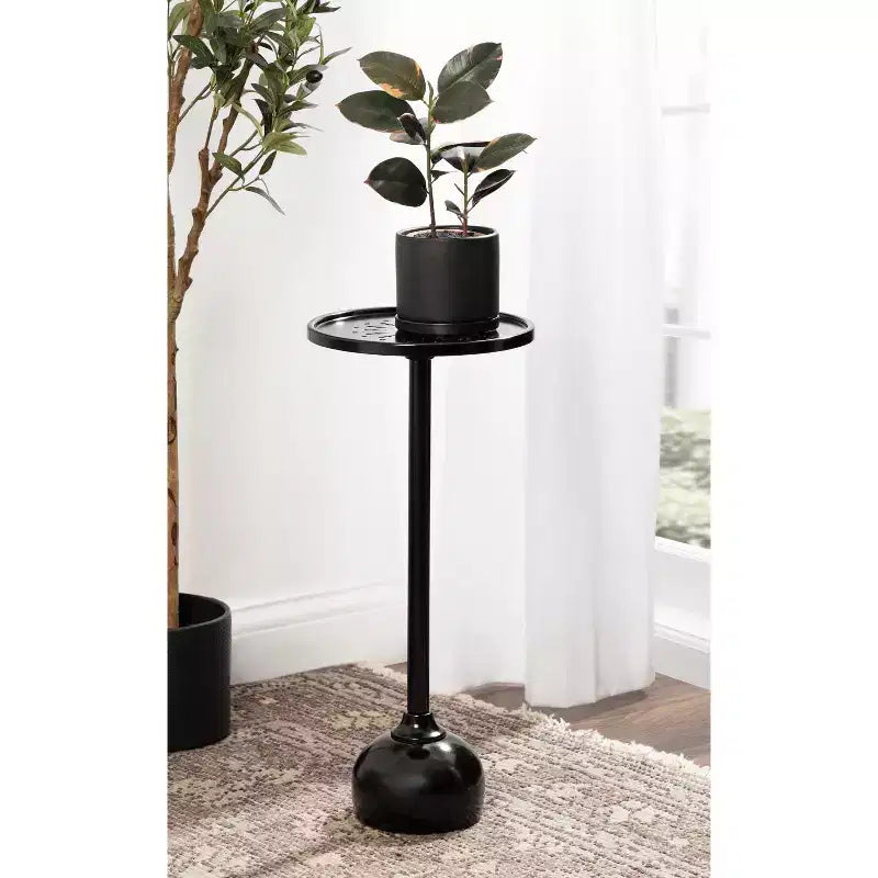 Tavolino da divano rotondo in metallo - Nero/Oro - Per 1