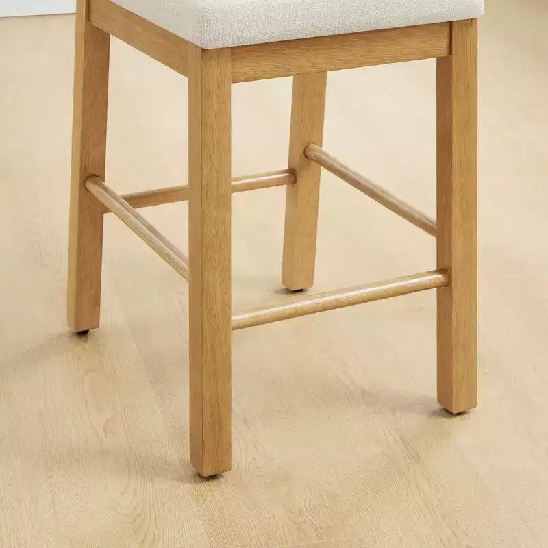 Sgabello da Bancone in Rattan Boho, Naturale/Noce, Schienale Curvo e Seduta Imbottita, Set da 2 o 3 (1 Posto Ciascuno)