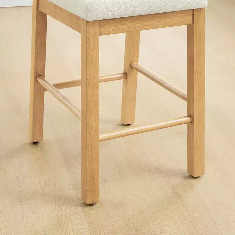Sgabello da Bancone in Rattan Boho, Naturale/Noce, Schienale Curvo e Seduta Imbottita, Set da 2 o 3 (1 Posto Ciascuno)