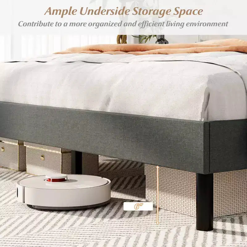 Struttura Letto Imbottita Queen Size Grigio Scuro per 1-2 Persone