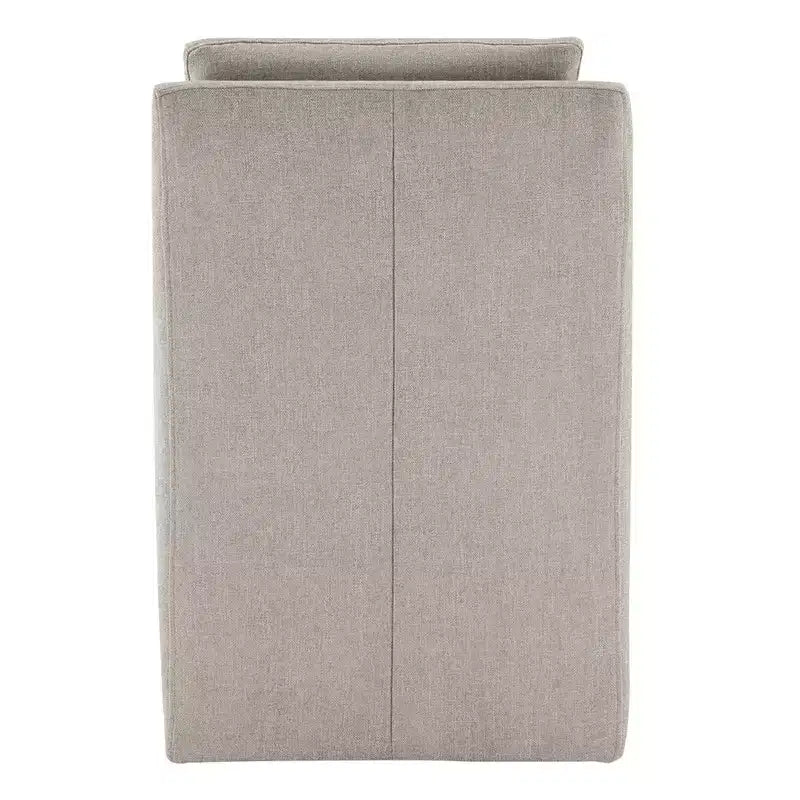 Sedia da pranzo con braccioli e rotelle in tessuto beige/verde/lino/grano, 1 posto