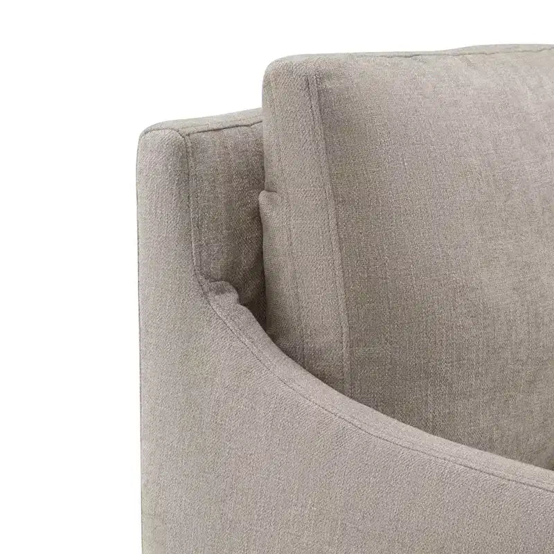 Sedia da pranzo con braccioli e rotelle in tessuto beige/verde/lino/grano, 1 posto