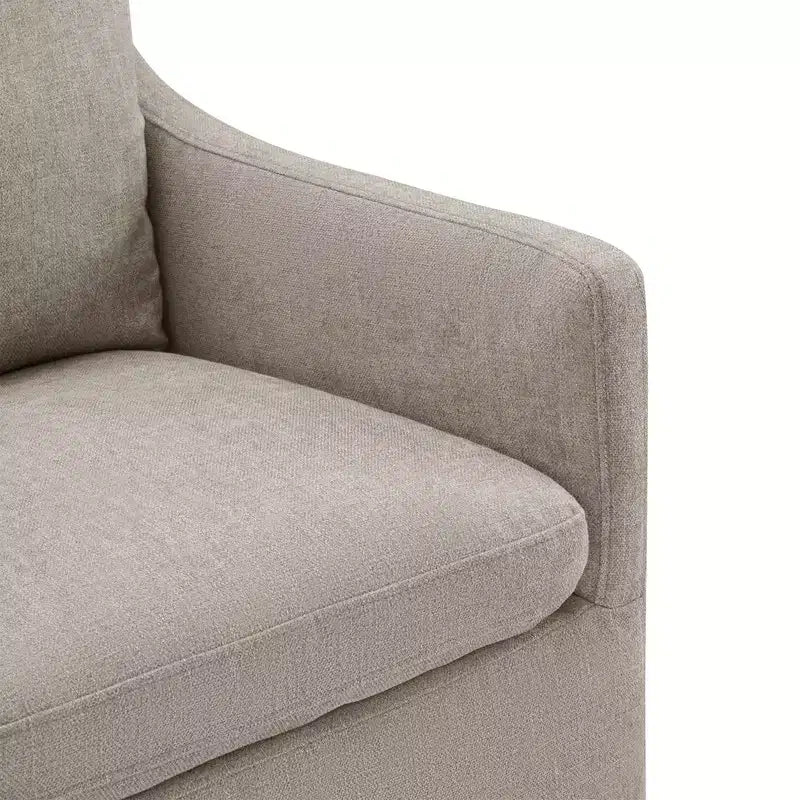 Sedia da pranzo con braccioli e rotelle in tessuto beige/verde/lino/grano, 1 posto