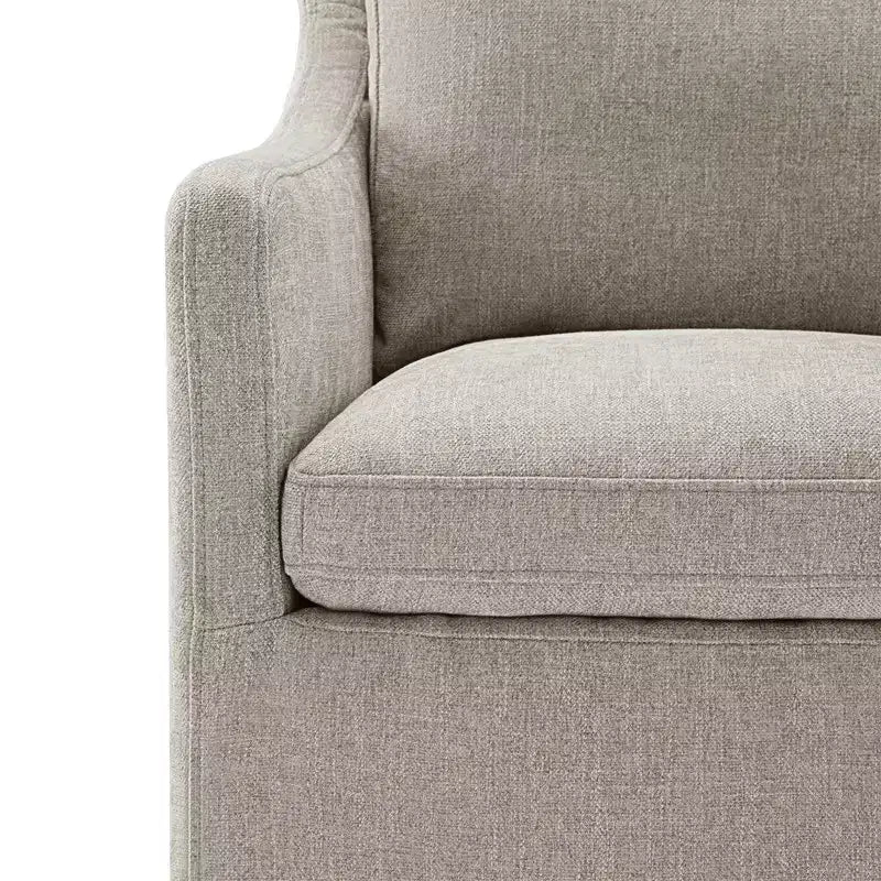 Sedia da pranzo con braccioli e rotelle in tessuto beige/verde/lino/grano, 1 posto