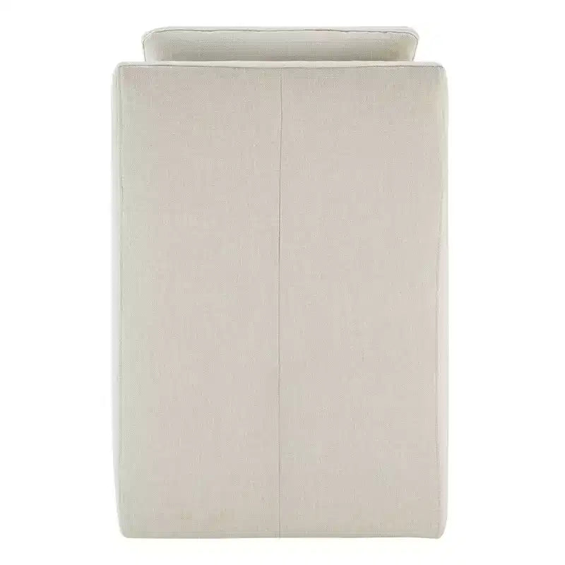 Sedia da pranzo con braccioli e rotelle in tessuto beige/verde/lino/grano, 1 posto