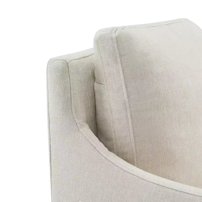 Sedia da pranzo con braccioli e rotelle in tessuto beige/verde/lino/grano, 1 posto