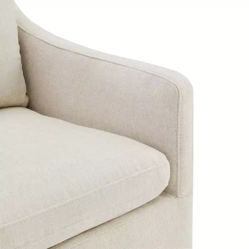 Sedia da pranzo con braccioli e rotelle in tessuto beige/verde/lino/grano, 1 posto