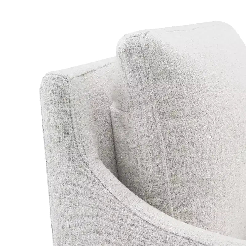 Sedia da pranzo con braccioli e rotelle in tessuto beige/verde/lino/grano, 1 posto