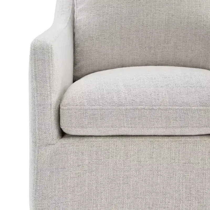 Sedia da pranzo con braccioli e rotelle in tessuto beige/verde/lino/grano, 1 posto