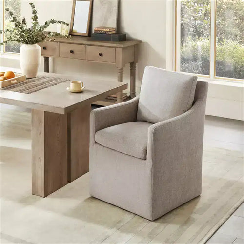 Spruce&Spring Modern Dining Arm Chair with Caster No Assembly